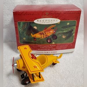 Y2K 2001 Hallmark Keepsake 1930 Custom Biplane Pedal Car Die-Cast Ornament NIB